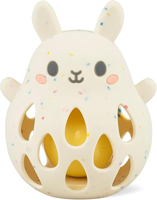 Tiger Tribe Bunny Silicone Baby Rattle - Soft BPA-Free Food-Grade Silicone with Gentle Sound, Easy Grip Sensory Toy for Infants Newborns 0-2 Years