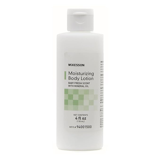 McKesson Moisturizing Body Lotion with Mineral Oil, Baby Fresh Scent, 4 fl oz, 60 Count