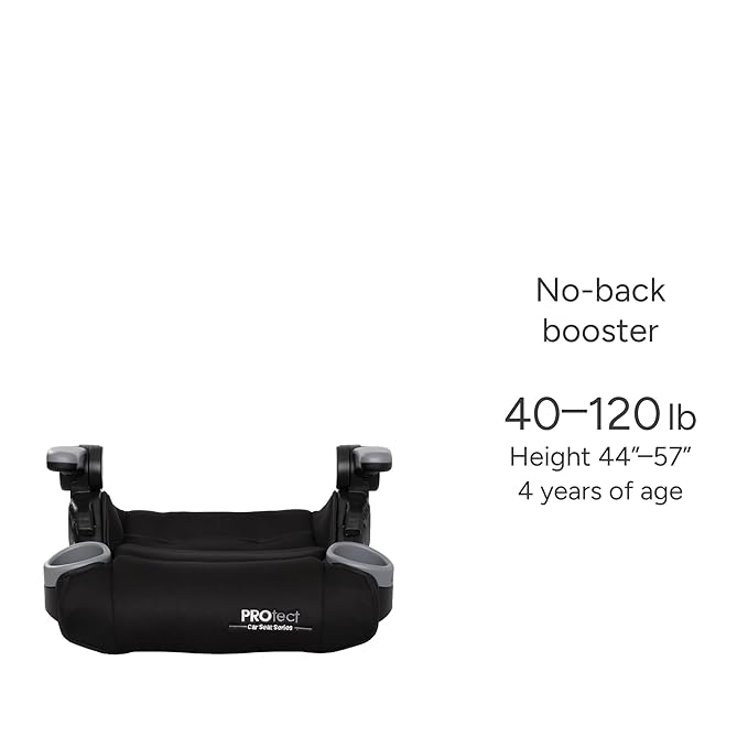 Baby Trend Protect 2-in-1 Folding Booster Seat, Midnight Black – Fold-Flat Travel-Ready Design, Lightweight Build, Belt-Positioning Comfort