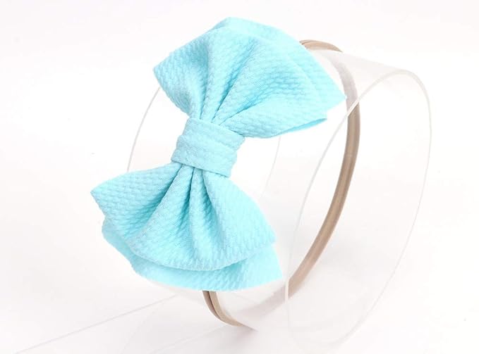 Baby Girl's 5 Inches Soft Double Bow-knot Nylon Headband Toddler Headdress for Photography Party Festivals (Blue)