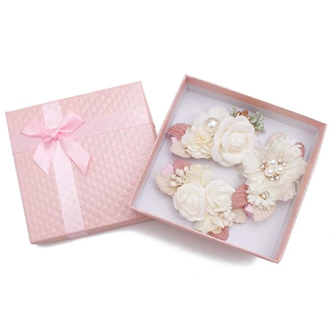 Flower Hair Clips Set for Baby Girl Lightweight Floral Hair Bow Accessories with Boutique Fully Lined Alligator Clip for Toddler Teens Gifts (AC)
