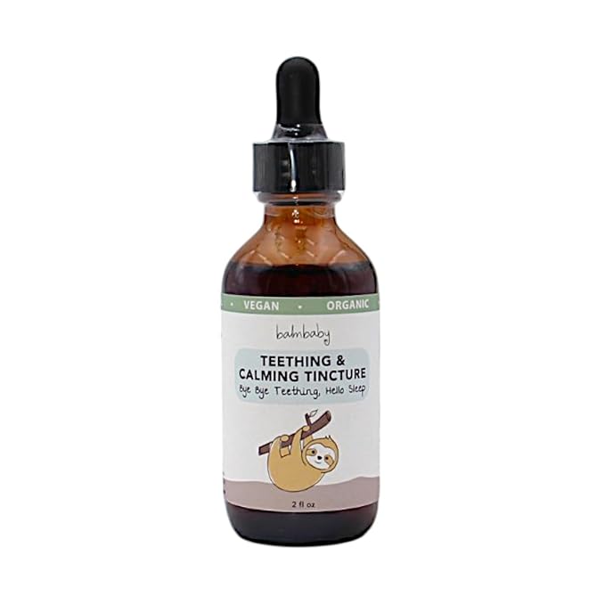 Balm Baby Natural & Organic Baby Teething & Calming Tincture - Calms, Soothes Gums and Discomfort – Vegan - Glass Bottle with Glass Dropper (2oz)
