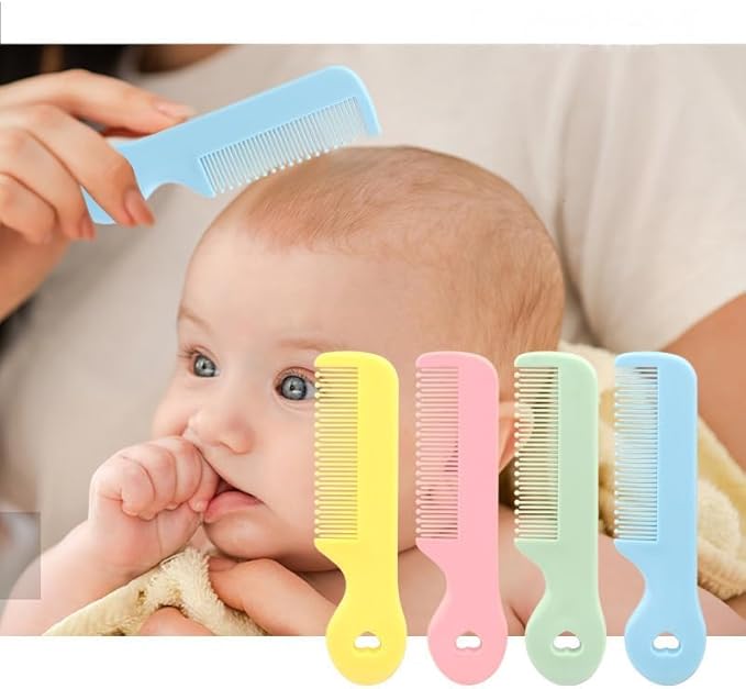 1 Pack of 4 Round Colorful Tip Bristles Baby Cute Comb Baby Grooming for Sensitive Scalp Skin, for Nursery Newborn Infant Girl Boy Kids Comb Baby，Baby Grooming and Health Kits