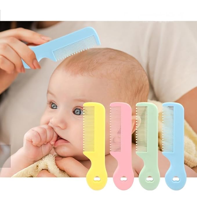 4Pcs Baby Combs with Round Colorful Soft Bristle Tips, Gentle on Sensitive Scalp Skin for Newborns, Infants, Toddlers for Nursery Newborn Infant Girl Boy Kids Comb Baby，Grooming and Healthcare Kits