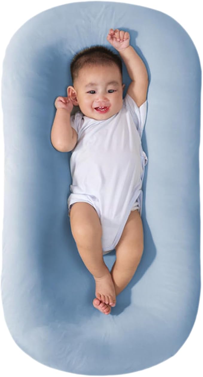 Baby Lounger, Baby Lounger for Newborn, Soft Breathable Washable Infant Lounger for Baby Home and Travel (Blue)