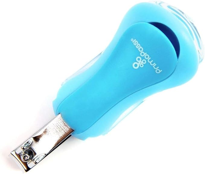 Primo Passi Baby Nail Clipper with Magnifier – Infant & Toddler Nail Trimmer with 5X Magnifying Glass, Safe Baby Nail Care Grooming Tool (Blue)