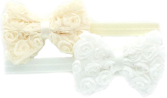 My Lello 2 Pack Infant Baby Mixed Colors Fabric Rose Bow Headbands