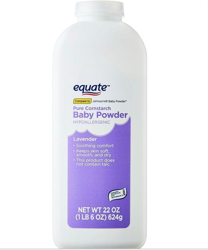 Equate Lavender Pure Cornstach Baby Powder. Hypoallergenic (22 Oz Pack of 2)