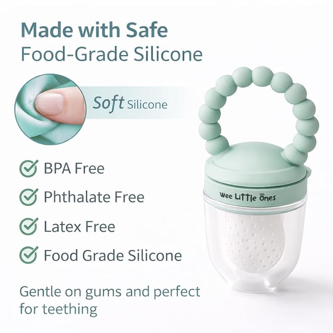 Baby Fruit Feeder Pacifier – Silicone Baby Food Feeder for Teething Relief, Infant Self Feeding Feeder with Freezer Tray & Popsicle Mold, BPA Free Baby Teether for Babies 4-12 Months