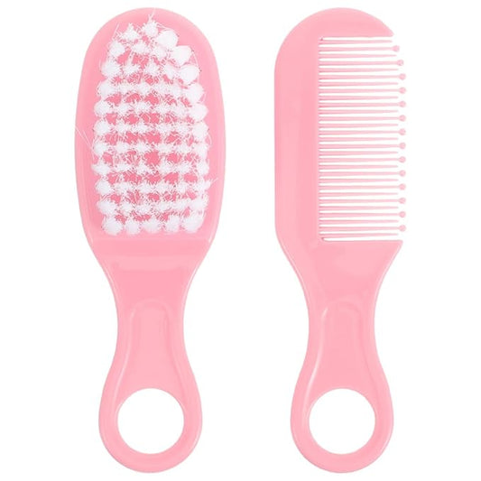 SUPVOX Baby Brush and Comb Set for Newborns Infant Massage Hair Brush with Circular Tooth Comb to Promote Scalp Circulation and Brain Development 4.72X1.57X0.78 Inches