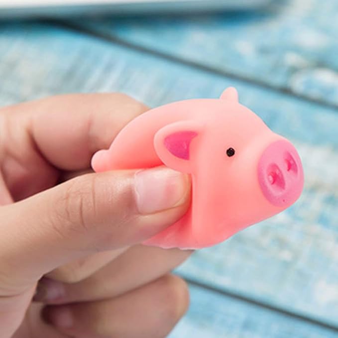 HAKACC 20 PCS Mini Squishies Pig Bath Toys, Pink Rubber Squeaky Baby Bathtub Toys for Baby Shower Party Favors