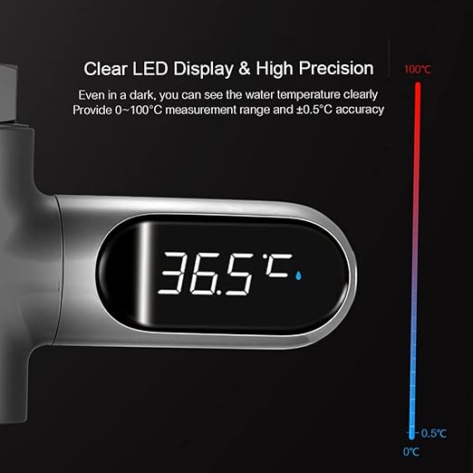 Kavolet Shower Thermometer Display, LED Digital 0~100℃ Baby Bath Water Thermometer, Fahrenheit/Centigrade Display, 360° Rotating Screen, for Baby Kids Bathroom Kitchen