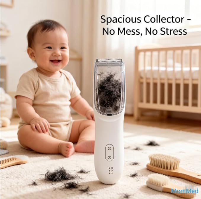 MOMMED Baby Hair Clippers, Hair Cutting Kit for Kids, Electric Kids Hair Trimmer, Rechargeable Waterproof Electric Vacuum Baby Clippers with Charger Base