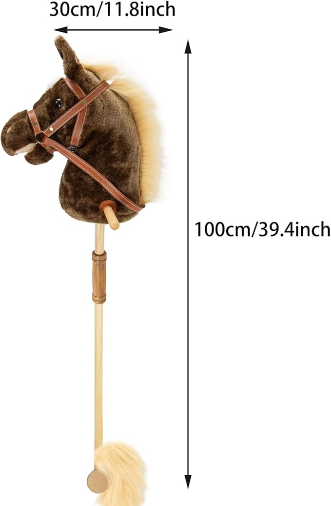Plush Horse Riding 39inch,Horse Provides Fun Pretend Play for Toddlers & Preschoolers, Clip-Clop Sounds (Coffee)