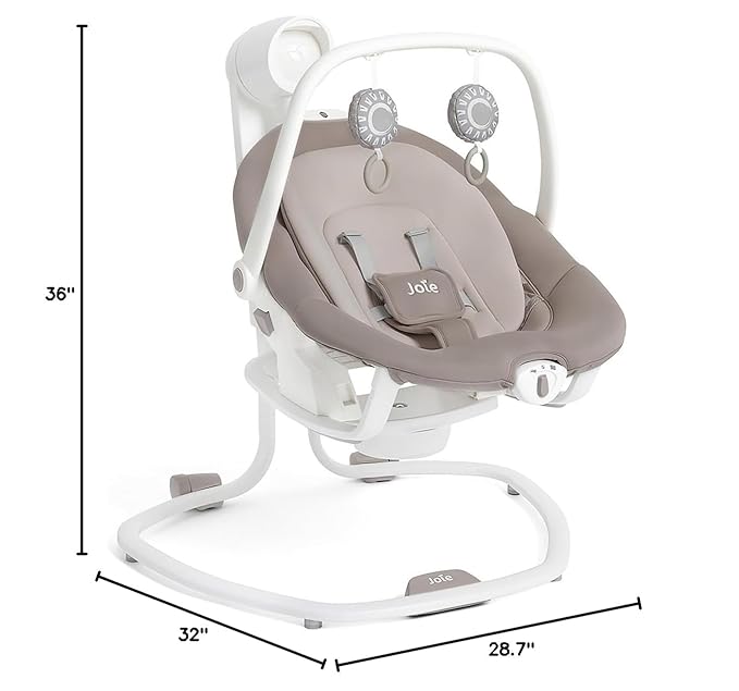 Joie Miso 2-in-1 Baby Swing & Rocker– Dual Motion Swing & Portable Rocker with 6 Speed Settings, Soothing Vibration, and 3 Recline Positions – Softglow Dimmable Light (Walnut)