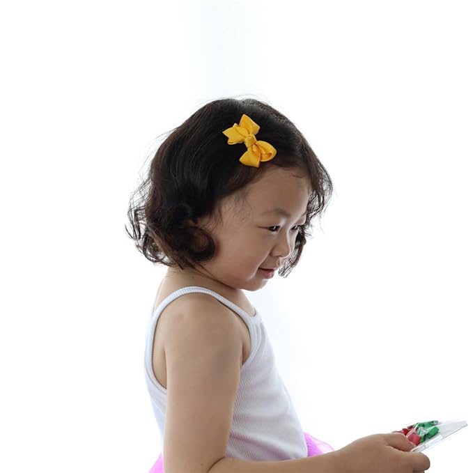 12 PCS Baby Bow Bangs Hair Clips Tiny Snap Clip for Infant Toddler Girl Mini Grosgrain Ribbon Hair Bow Barrettes Girls Hair Accessories (2.2" Jojo bow clips 12 Colors)
