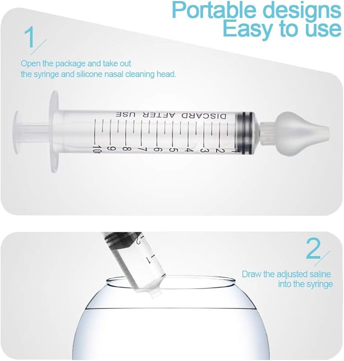 Baby Nasal Aspirator, 2 Box Professional Syringe Baby Nasal Irrigator Infant Nose Cleaner Rinsing Device with Cleanable and Reusable Silicone Nasal Suction Tip