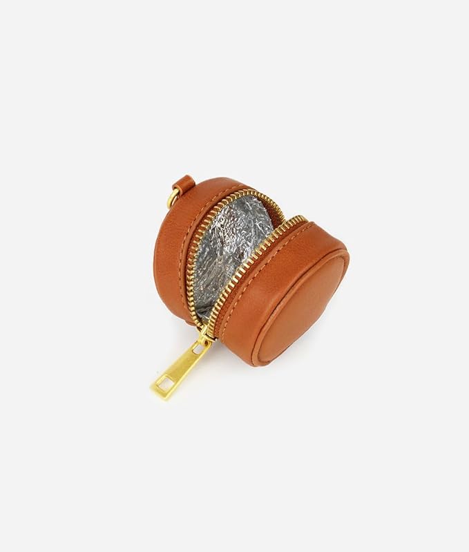 FAWN DESIGN The Paci Case, Brown Matte Pacifier Holder, Premium Pebbled Faux Leather Paci Holder, Insulated Pacifier Case with Zipper and Clip, Fits Most Standard Size Pacifiers, 2.25 x 2.25 inches