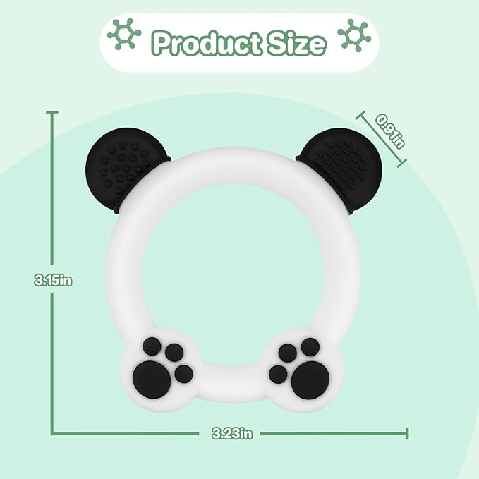 Meartchy 3 Pack Baby Teether, Bear-Shaped Silicone Teething Toys for Infants 0-24 Months, BPA-Free Chew Toys to Soothe Sore Gums (White & Green & Yellow)