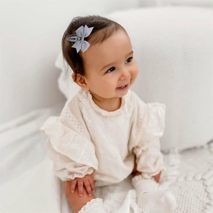 Boutique Baby Hair Clips - Toddler Tiny Hair Bow Snap Clips for Infant Girls Kids (Pinwheel, 24 Colors)