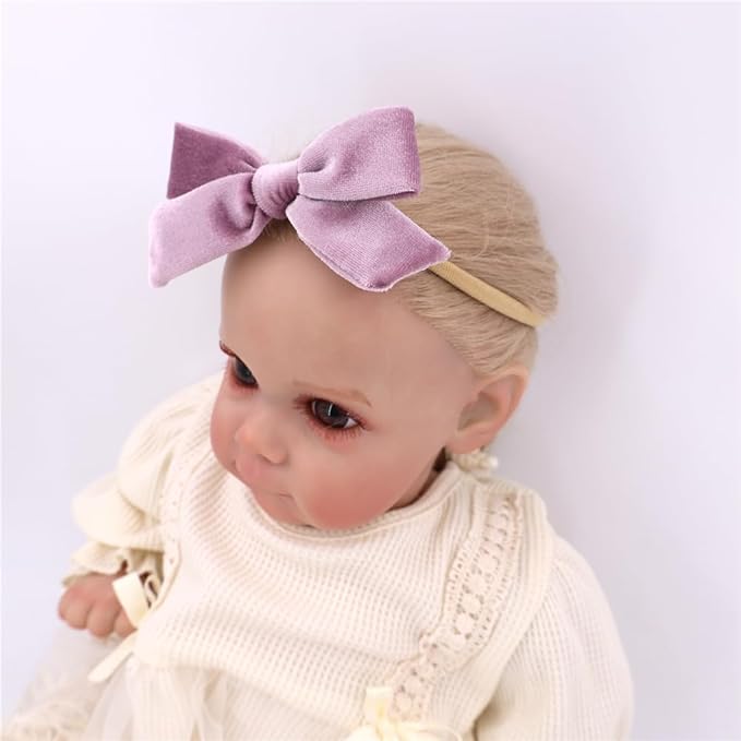 Pack of 24 Interchangeable Nylon Headbands for Newborn Toddler Baby Girls High Stretchy Add-A-Bow Elastic Head Bands (Skinny Nude 24 pcs)
