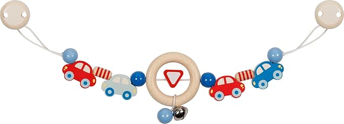 goki 65197 - Pram Chain Cars - Colourful Cars - Made of Maple and Beech Wood - Handmade - Made in Germany