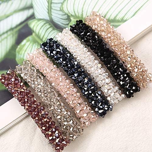 2Pcs Black Hair Clips, Handmade Rhinestone Barrettes Metal Hair Holders Clips and Barrettes for Women Girls Headwear Styling Accessories