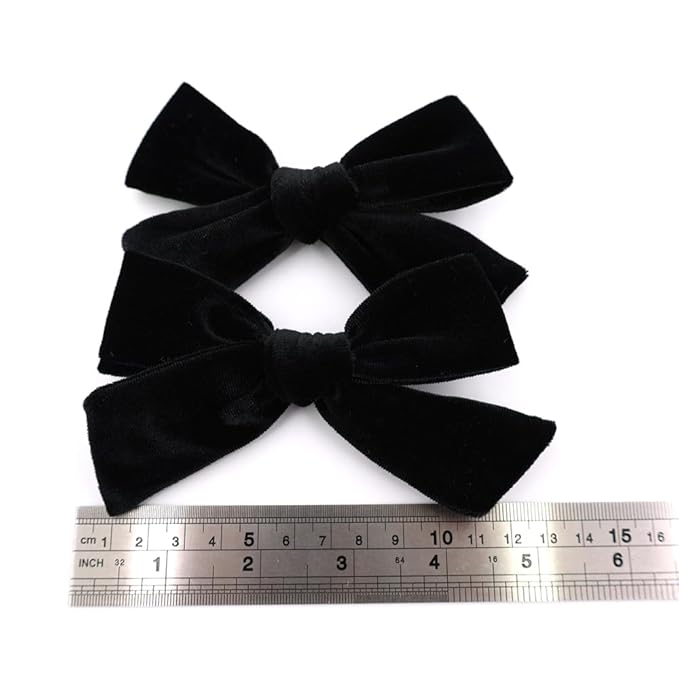 Vintage Velvet Bow Hair Clips for Baby Girl Kids Women Fall Velvet Christmas Hair Bows Barrettes Accessories (2 pcs Black)