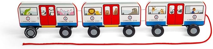 Bigjigs Toys London Pull Along Tube Wooden Pull Along Toy for Children, Sustainably Made Baby & Toddler Gifts, from 18 Months