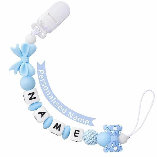 Personalized Name Pacifier Clips Nipples Holder Chain,Custom Baby Name Accessories Newborn Boy Girl Pacifier Clip (Blue)