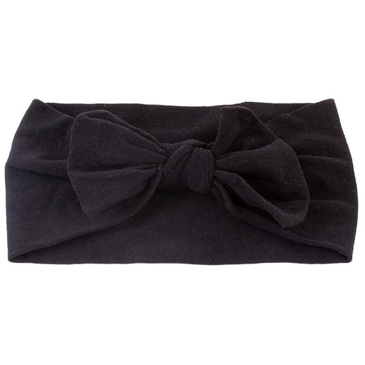 AKOAK 1 Pack Solid Color Skin-friendly Baby Headband Elastic Soft Nylon Headband Cute Baby Bow Headband (Black)