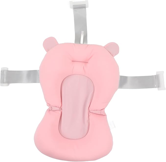 Baby Bath Seat Cushion, Infant Bath Supporter Soft Adjustable Fixation for Toddler for Bathroom (Pink Bear)