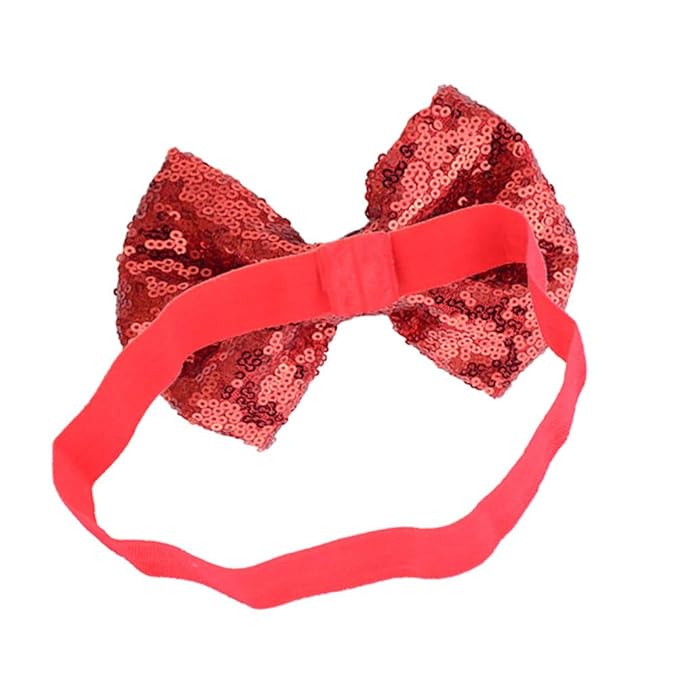 Baby Girl's Lovely Sequins Bowknot Headband Toddler Hairband for Photography Travel Party Festivals (Gold, One Size)