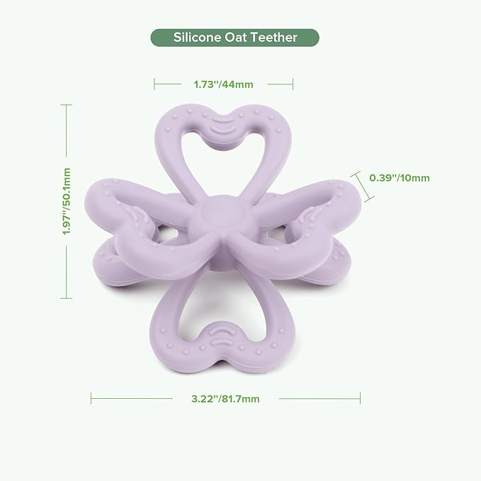 Haakaa Silicone Clover Teether - Food Grade Silicone Teething Toys for Babies 3-6 Months 6-12 Months, Soft & Easy Hold Chew Toy for Infant, BPA Free (Lavender)