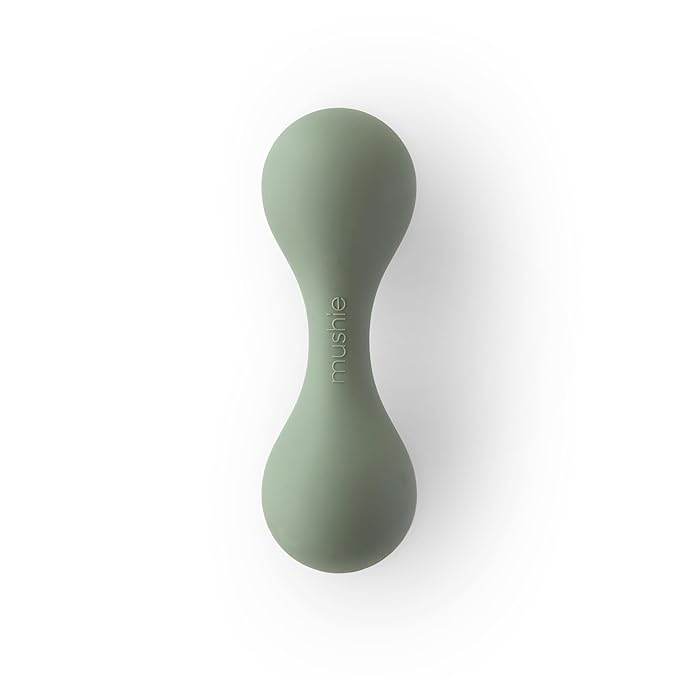 mushie Silicone Baby Shaker Rattle Toy | Ages 3+ Months (Dried Thyme)