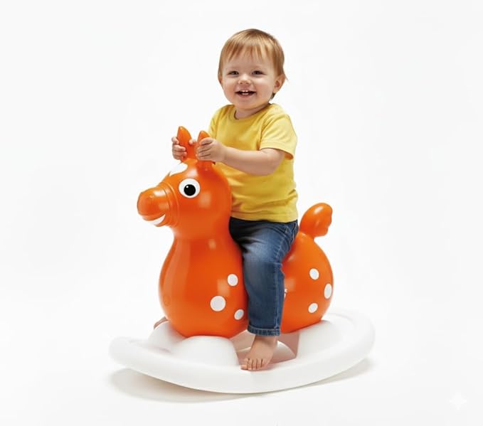 Gymnic Rody with Rocking Base and Saddle (Orange Rody & Rocking Base with Saddle)