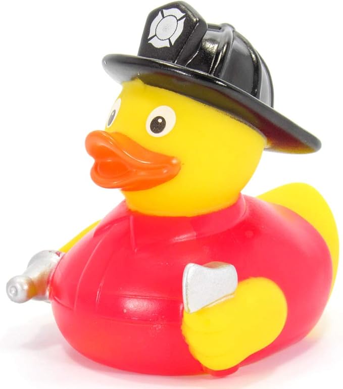 Ad Line Fireman Rubber Duck First Responder Hero Bath Toy | Squeaker | Child Safe | Collectable
