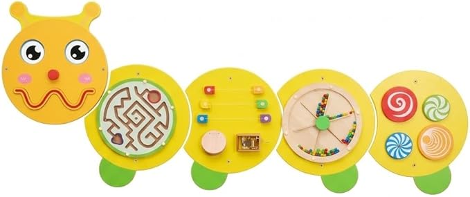 Monläurd® Caterpillar Montessori Busy Board,Sensory Board,Educational Toys,Activity Cube,Wall Toys,Daycare Furniture,Playroom Furniture,Interactive Toys,Wooden Toys,Learning Toys,Boys and Girls 6 M+