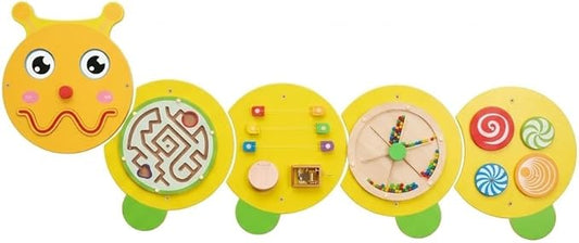 Monläurd® Caterpillar Montessori Busy Board,Sensory Board,Educational Toys,Activity Cube,Wall Toys,Daycare Furniture,Playroom Furniture,Interactive Toys,Wooden Toys,Learning Toys,Boys and Girls 6 M+