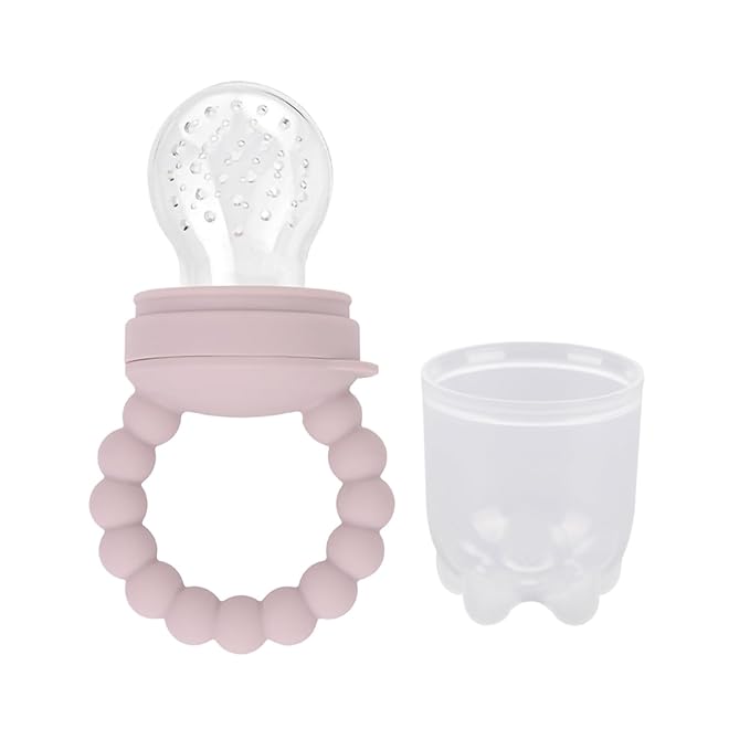 Baby Fruit Food Feeder Pacifier Fruit Pacifier Feeder Baby Teether Toy Silicone Fruit Feeder Baby Fruit Feeder Pacifiers (Light Pink)