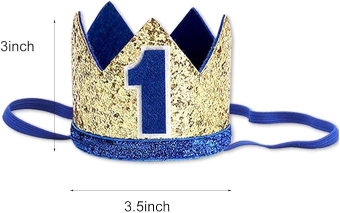 Boy Girl Birthday Crown, Prince Princess Birthday Hat Headband Tiara Crown Cake Photo Prop Party Decorations