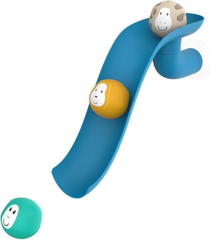 Matchstick Monkey Bath Time Slide Set – Baby Bath Toy, Sensory Learning, Easy-to-Grip Animal Rocks, Encourages Motor Skills & Water Play, BPA-Free, 12 Months+, Blue