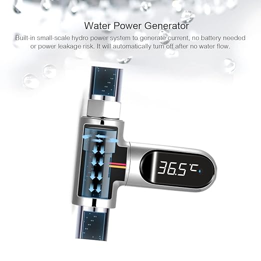 Kavolet Shower Thermometer Display, LED Digital 0~100℃ Baby Bath Water Thermometer, Fahrenheit/Centigrade Display, 360° Rotating Screen, for Baby Kids Bathroom Kitchen