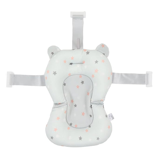 Baby Bath Seat Cushion, Floating Bath Support Mat Foldable Adjustable Infant Bath Supporter Newborn Bathtub Seat Cushion Nonslip Baby Bathtub Mat Baby Tub Pillow for 0‑12 Months