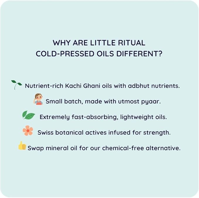Little Rituals Coconut Baby Massage Oil Certified Organic, Wood Cold-Pressed for Skin and Hair with Swiss Plant Actives - 200 ml. Dermatologist Tested by Pediatrics, Mild & Gentle & Safe