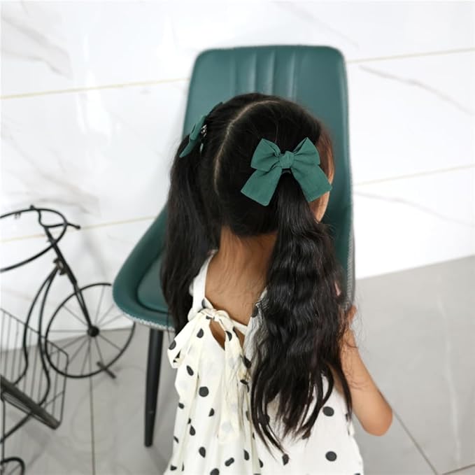 Cute Bow Hair Clips for Baby Girl Kids Pigtail Bangs 3.2" Sailor Bows Alligator Clip Hair Accessories (Green/Red/Pink)