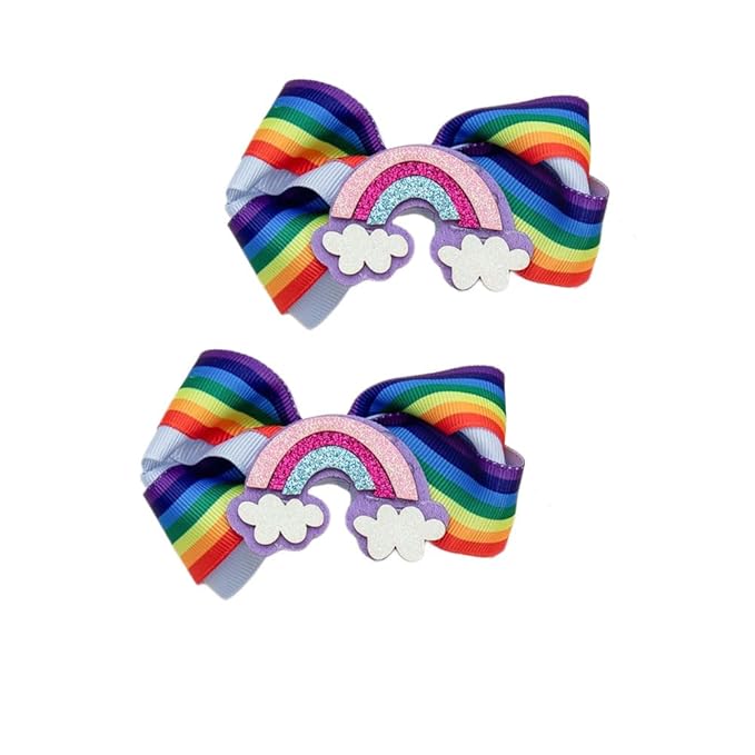 Baby Rainbow Cloud Hair Clips Bow Girls Hair Clips Pin Cloud Hair Bow Rainbow Headwear BBG17 (Hair Clips-F)