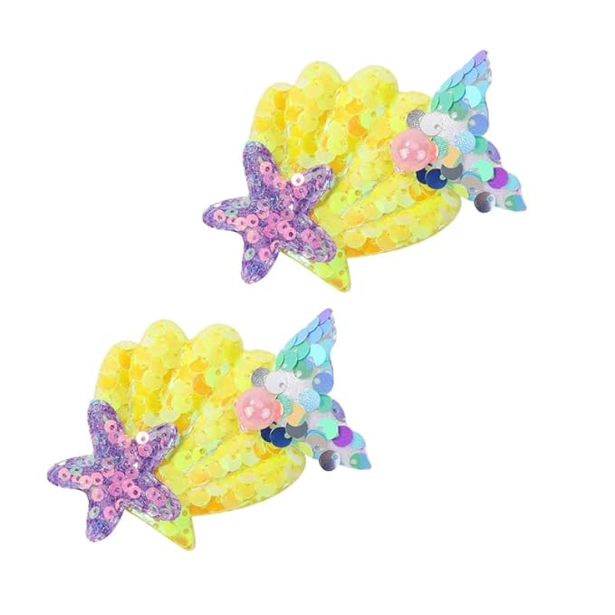 Enchanting Mermaid-Shaped Sequin Hair Clips for Kids - 6 Color Options! (yellow)