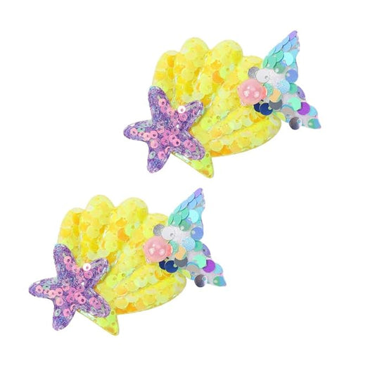 Enchanting Mermaid-Shaped Sequin Hair Clips for Kids - 6 Color Options! (yellow)