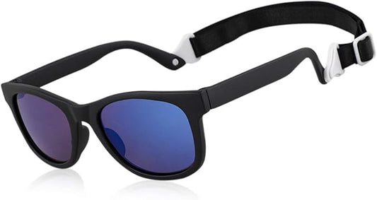 MAXJULI Baby Infant Sunglasses Safe, Soft, With Adjustable Strap 0-24 Months BPA Free 7002